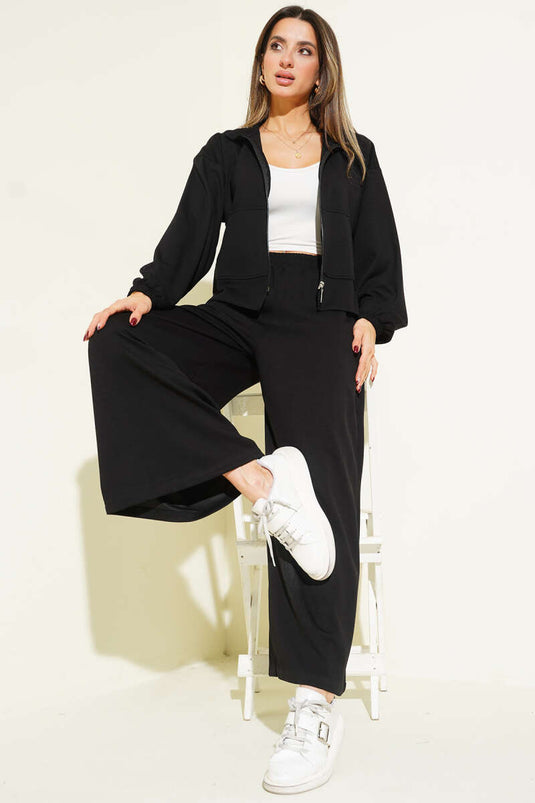 Bilek Lastikli Cepli Salaş Loyşa İkili Takım Siyah