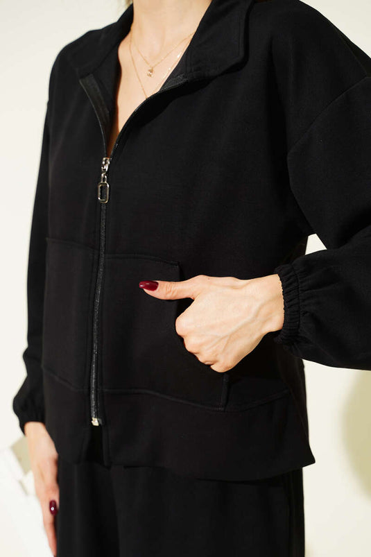 Bilek Lastikli Cepli Salaş Loyşa İkili Takım Siyah