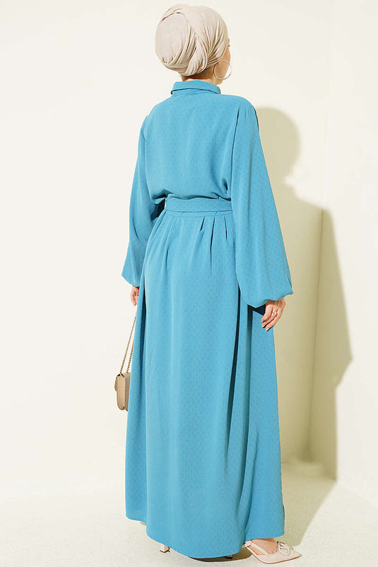Robe À Motifs Avec Élastique En Vert Pétrole