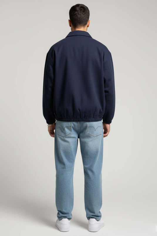 Veste pour homme avec chevilles élastiquées et fermeture éclair, bleu marine