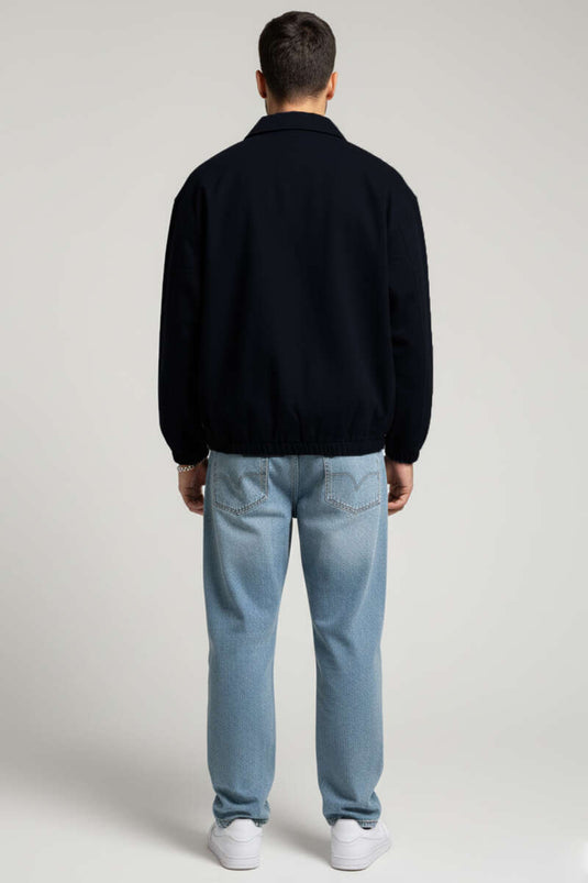 Veste pour homme avec chevilles élastiquées et fermeture éclair, noire