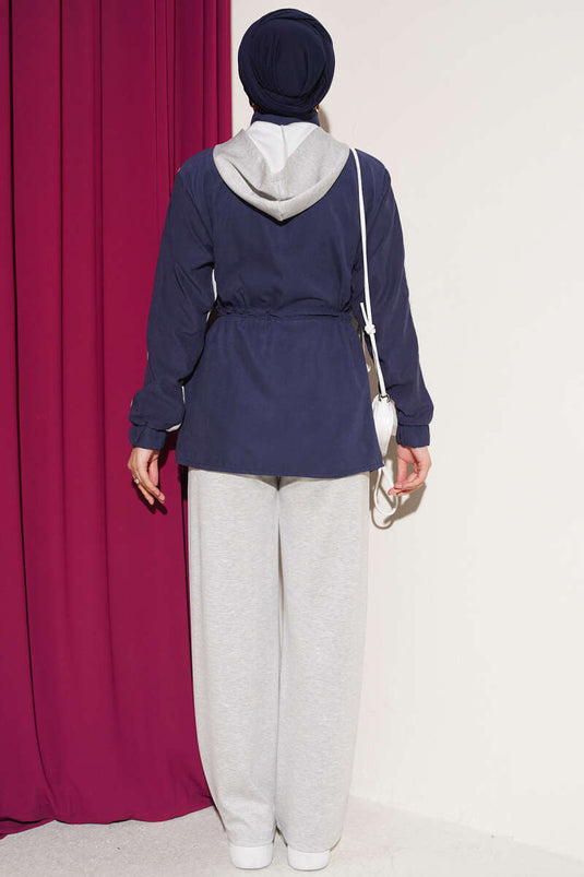 Ensemble De Sweat À Capuche Rayé Gris