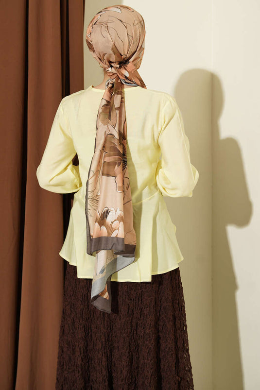 Bilek Lastikli Önü Bağlamalı Gömlek Sarı