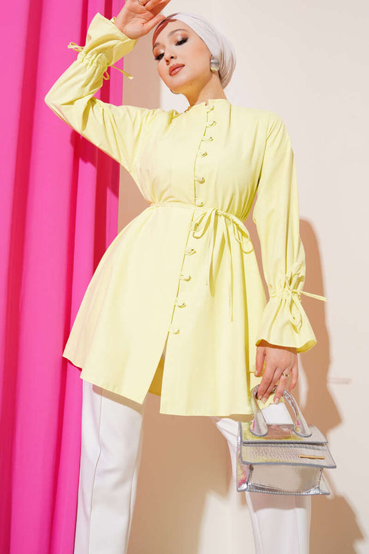 Ankle Tunnel Brit Button-Down Shirt Lime