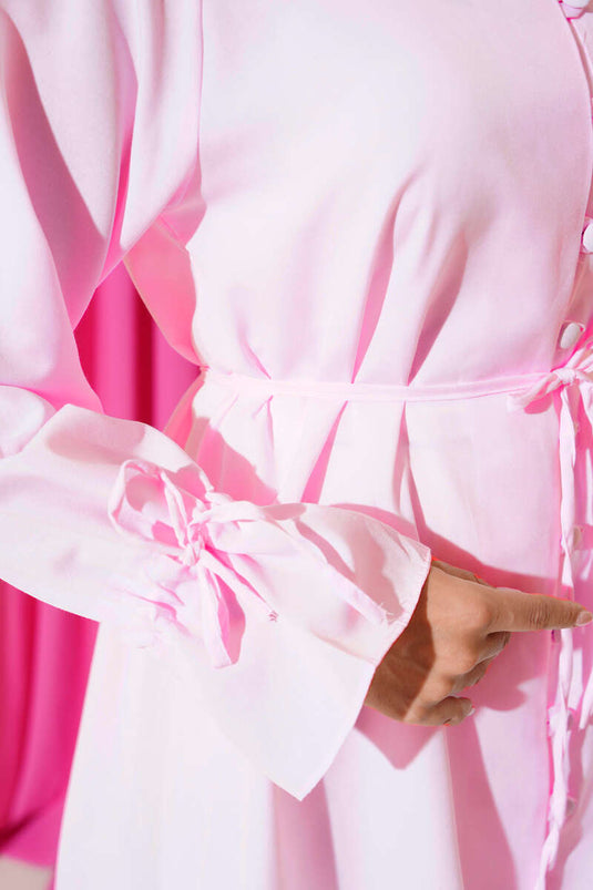 Chemise boutonnée Brit avec tunnel à la cheville, rose poudré