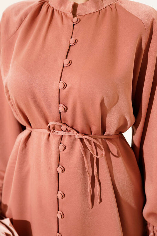 Ensemble deux pièces avec tunnel de cheville et boutons Brit, rose poudré