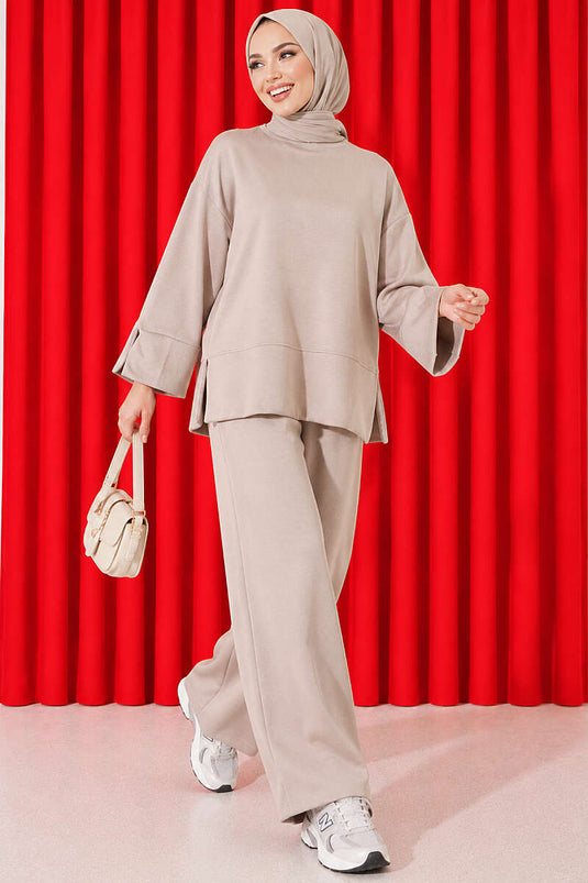 Ensemble Deux Pièces Loysha À Fente Au Poignet Beige