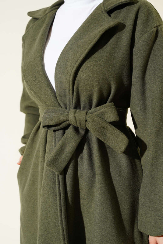 Bilekleri Lastikli Kaşe Kaban Haki