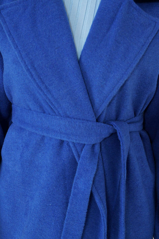 Bilekleri Lastikli Kaşe Kaban Saks