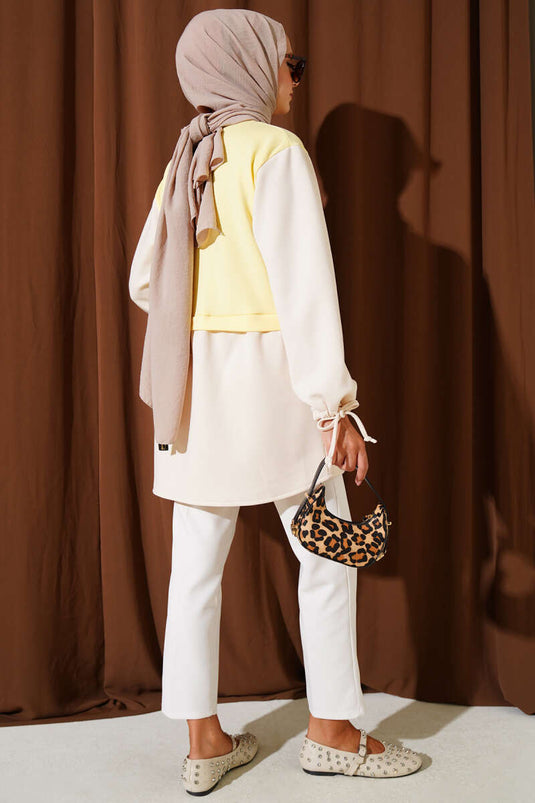 Tunique à chevilles tunnelisées et garniture jaune