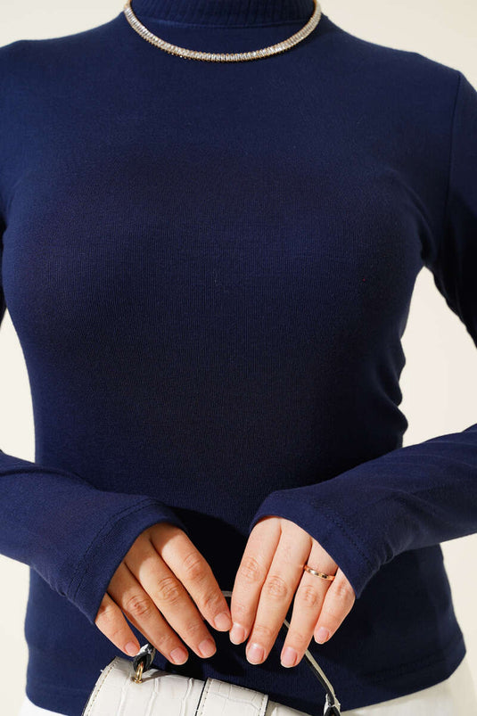 Navy Blue Basic Body with Bicycle Neck