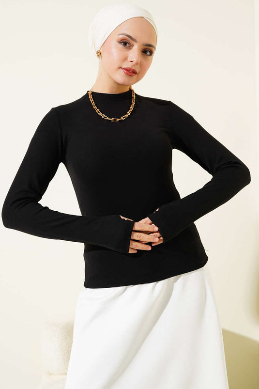 Bisiklet Yaka Basic Body Siyah