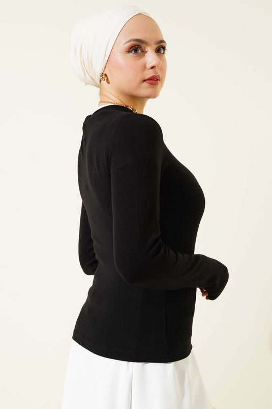 Bisiklet Yaka Basic Body Siyah