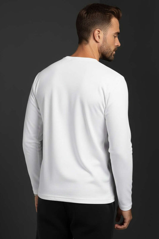 Sweat-shirt basique à col rond pour homme, écru