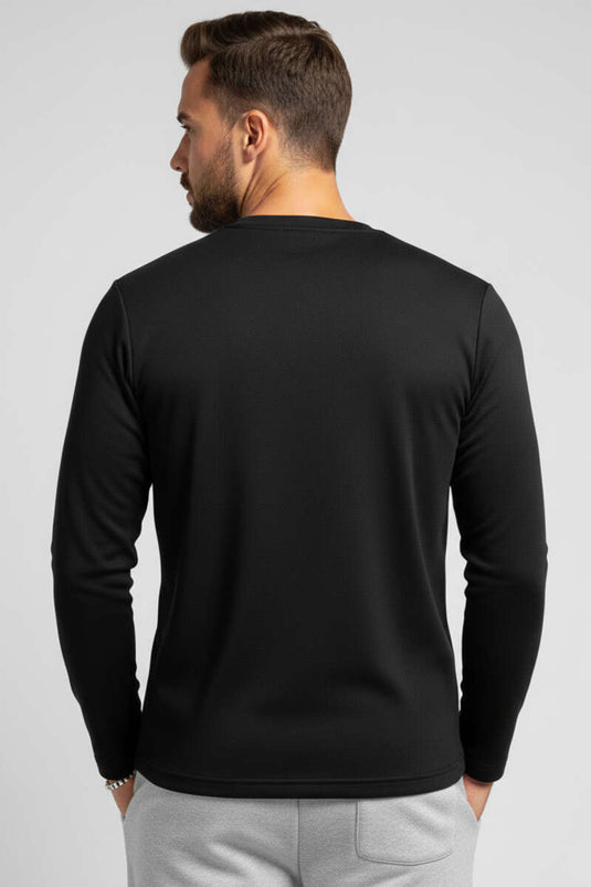 Sweat-shirt basique à col rond pour homme Noir