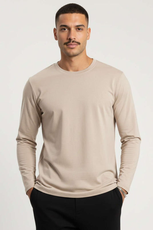 Bisiklet Yaka Basic Erkek Sweatshirt Taş