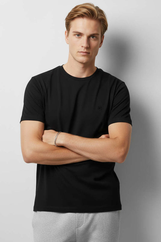 Bisiklet Yaka Basic Erkek T-shirt Siyah