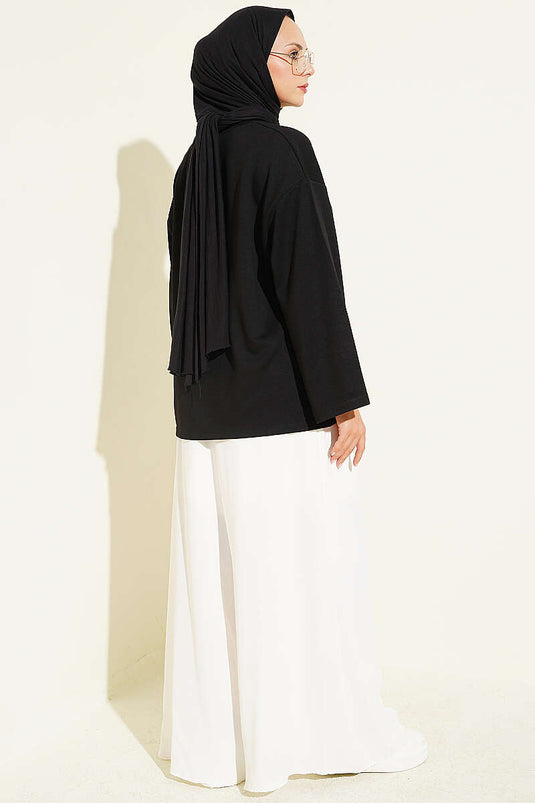 Basic Zwarte Ronde Hals Tuniek