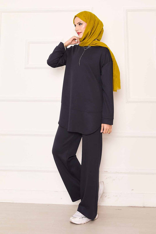 بدلة أويسو الأساسية برقبة دائرية، لون أنثراسيت