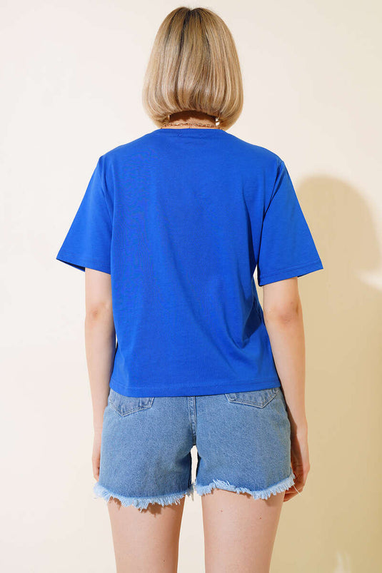 Crew Neck Basic T-shirt Royal Blue