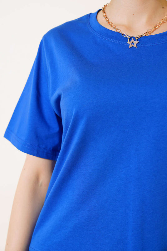 Crew Neck Basic T-shirt Royal Blue