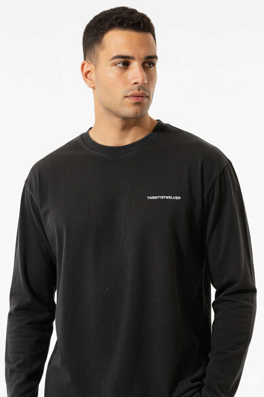 Sweat-shirt noir imprimé à col rond