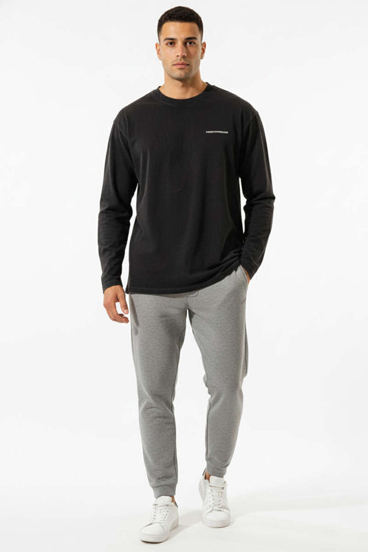 Sweat-shirt noir imprimé à col rond