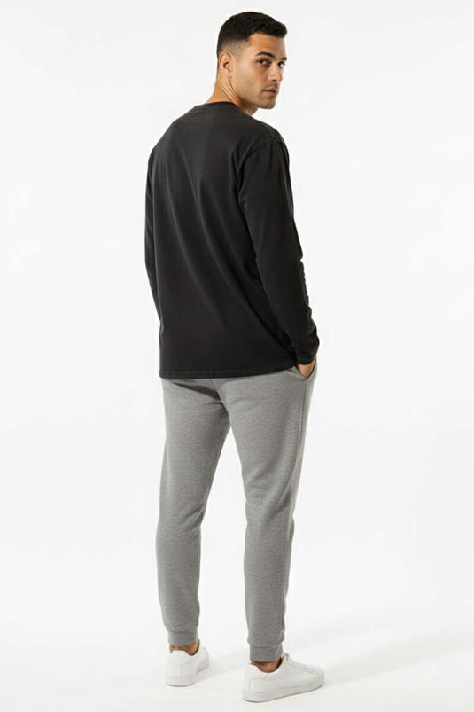 Sweat-shirt noir imprimé à col rond