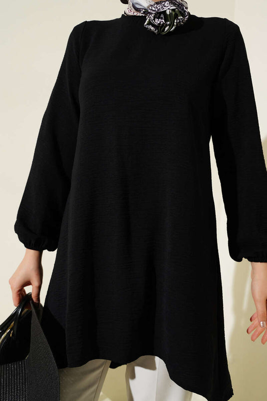 Crew Neck Piped Ayrobin Tunic Black
