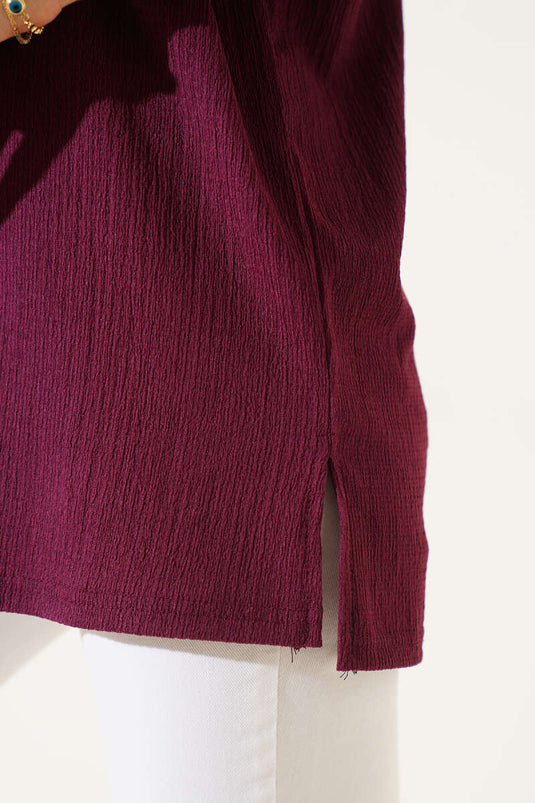 Crew Neck Wrinkled T-shirt Mulberry
