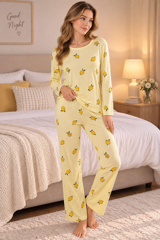 Pyjama À Col Rond Motif Multicolore 10