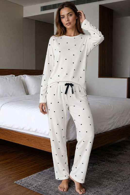 Rundhals Muster-Pyjama-Set, Assortiert 8