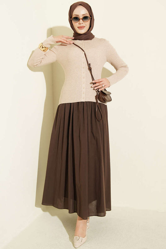 Chaqueta De Punto Beige Con Botones