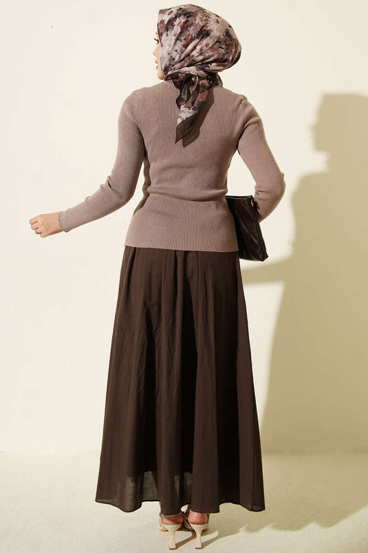 Gilet En Maille À Col Rond Et Boutons Mink
