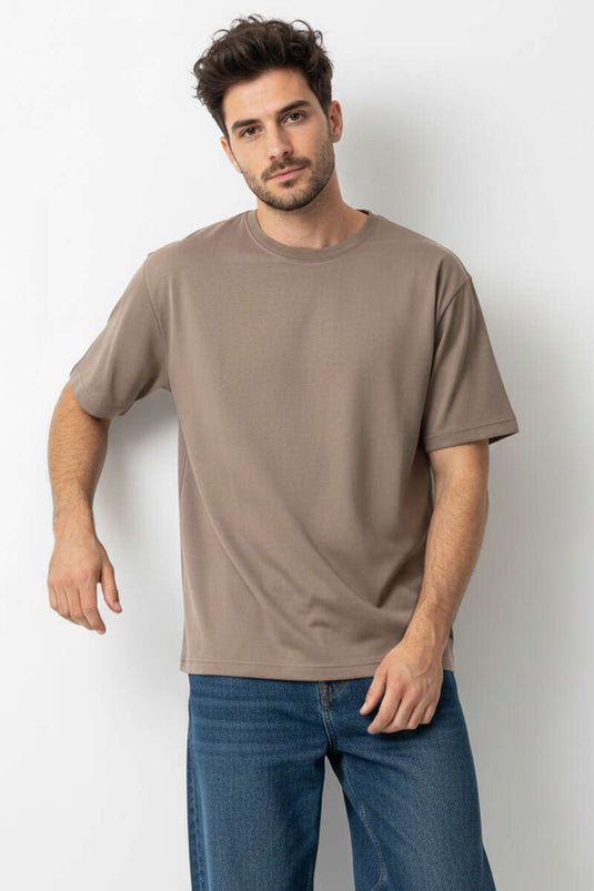 Crew Neck Men's T-Shirt Mink
