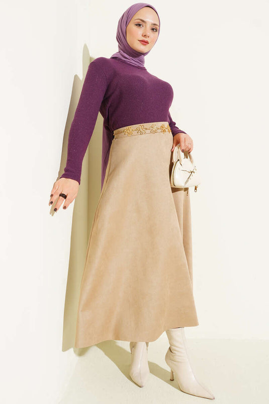 Crew Neck Ribbed Blouse Magenta