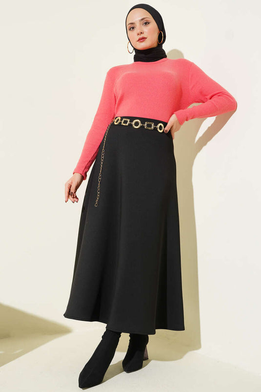 Crew Neck Ribbed Blouse Salmon