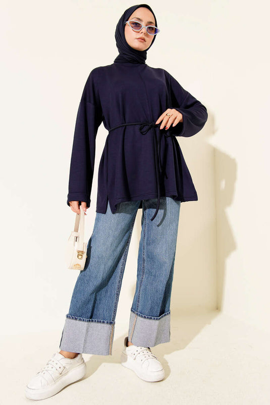 Tunique ras du cou avec ceinture en corde Parlement