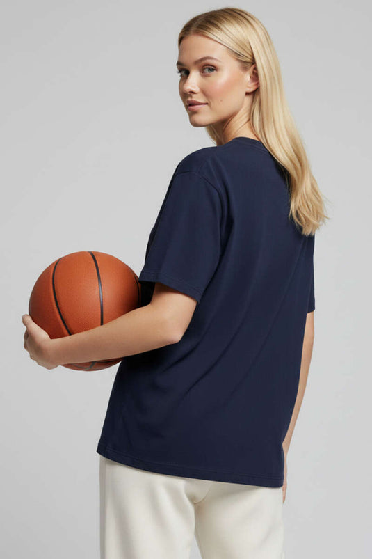 Bisiklet Yaka Kısa Kollu T-shirt Lacivert