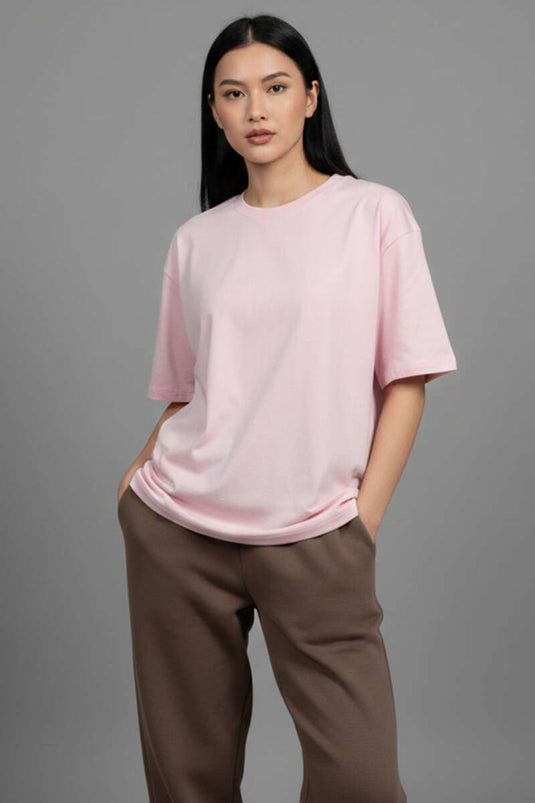 Crew Neck Short Sleeve T-shirt Pink