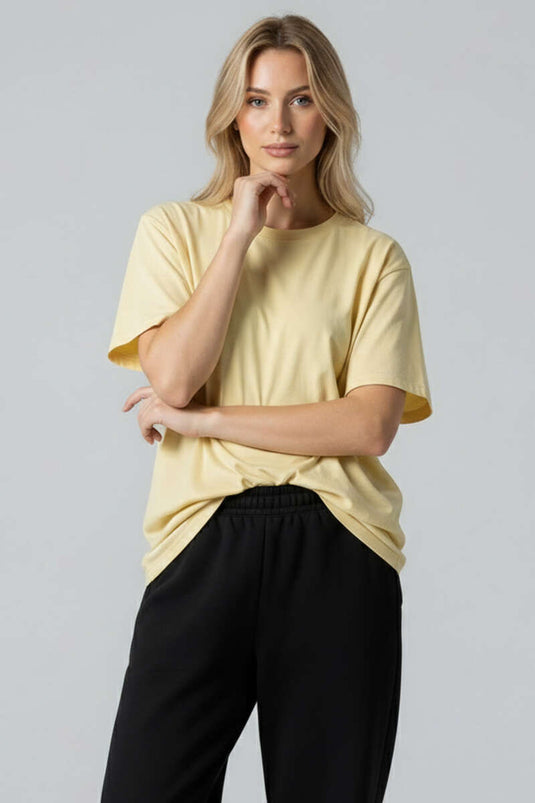 T-shirt à col rond manches courtes jaune