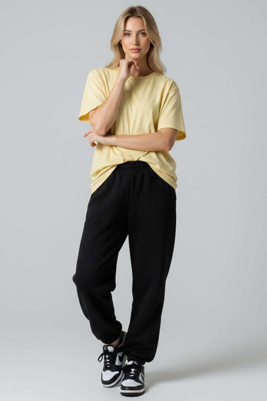 Crew Neck Short Sleeve T-shirt Yellow