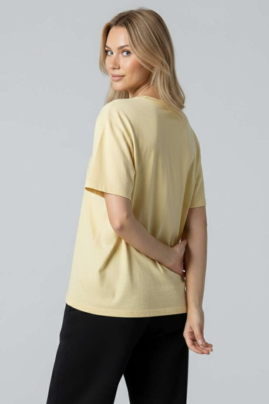 Crew Neck Short Sleeve T-shirt Yellow