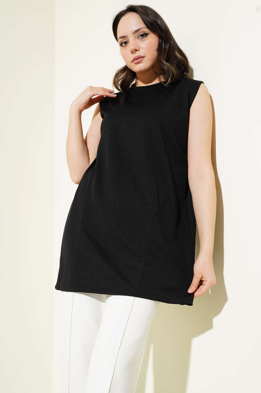 Sous-vêtements noirs en crêpe à col rond