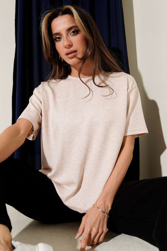 Crew Neck Loyşa T-shirt Beige