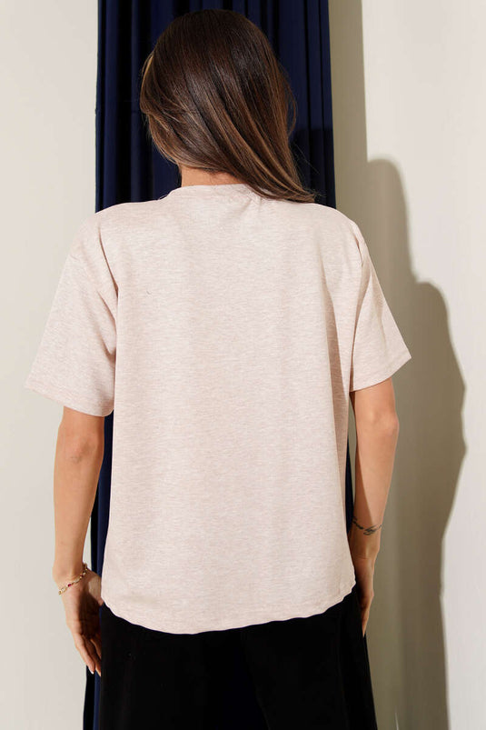 Crew Neck Loyşa T-shirt Beige
