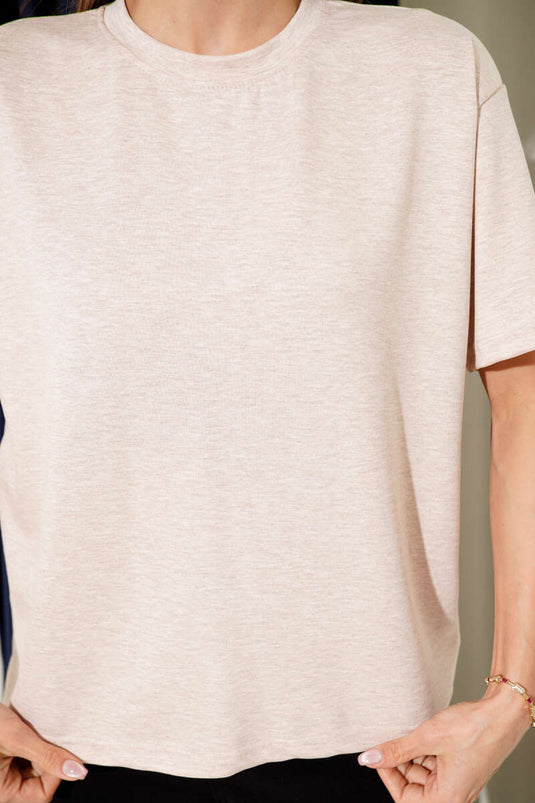 Crew Neck Loyşa T-shirt Beige