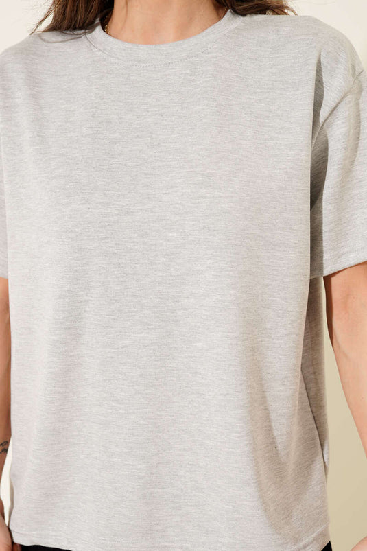 قميص بياقة دائرية لويشا رمادي