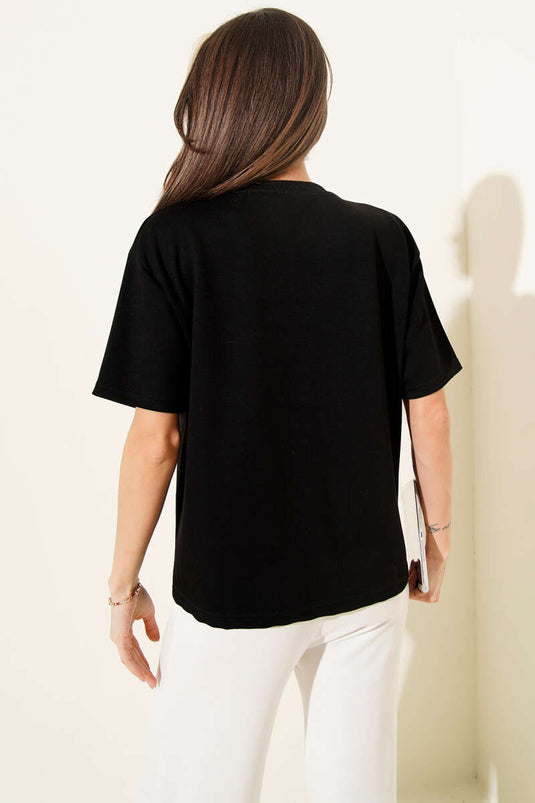 Rundhalsausschnitt Loyşa T-Shirt Schwarz