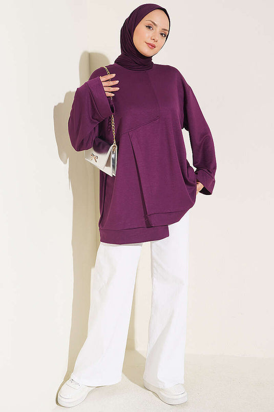 Bicycle Neck Loysha Slit Tunic In Mauve